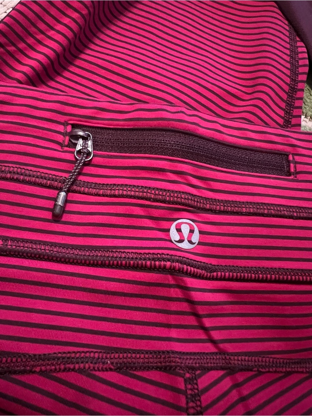 lululemon athletica Women’s Hot Pink and Black Striped Leggings